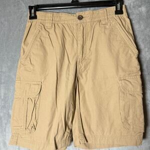 Outdoor Life Cargo Shorts Mens Small Khaki Elastic Waist Drawstring Hiking